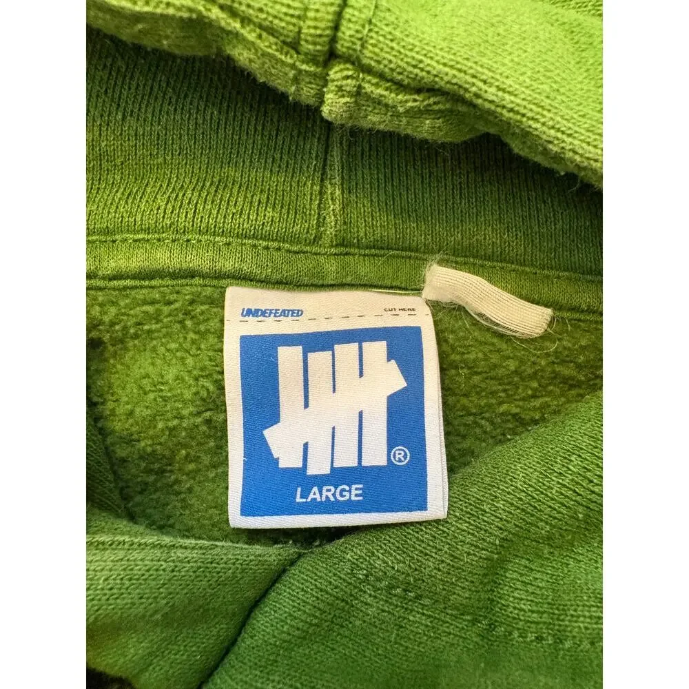 Undefeated 5 Strike Icon Logo Pullover Hoodie Mens Size Large Green